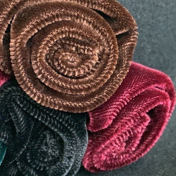 Saks Fifth Avenue Black Made in Italy Felted Wool Velvet Floral Detail Brim Hat main image 11